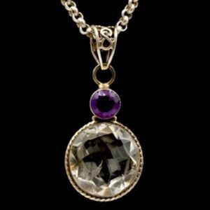 BOXCHAIN BEAUTY AMETHYST AND MOONSTONE NECKLACE AND PENDANT STERLING SILVER